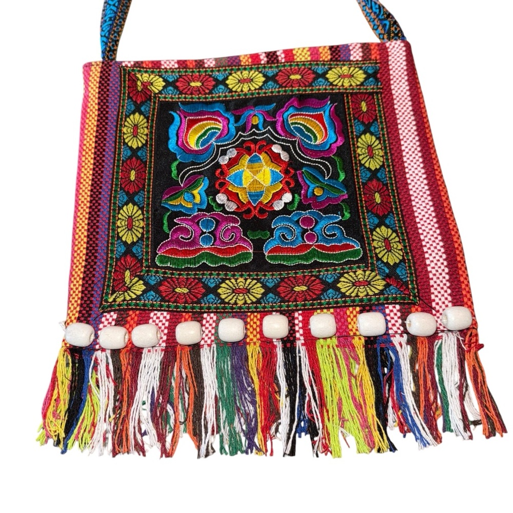 Embroidered Crossbody Bag Tassel Bag Woven Crossbody Boho Style Boho Boho Chic - Picture 2 of 6